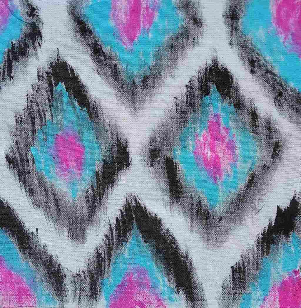 Ikat Print Quilt Block Fabric Hand Painted Canvas Fabric