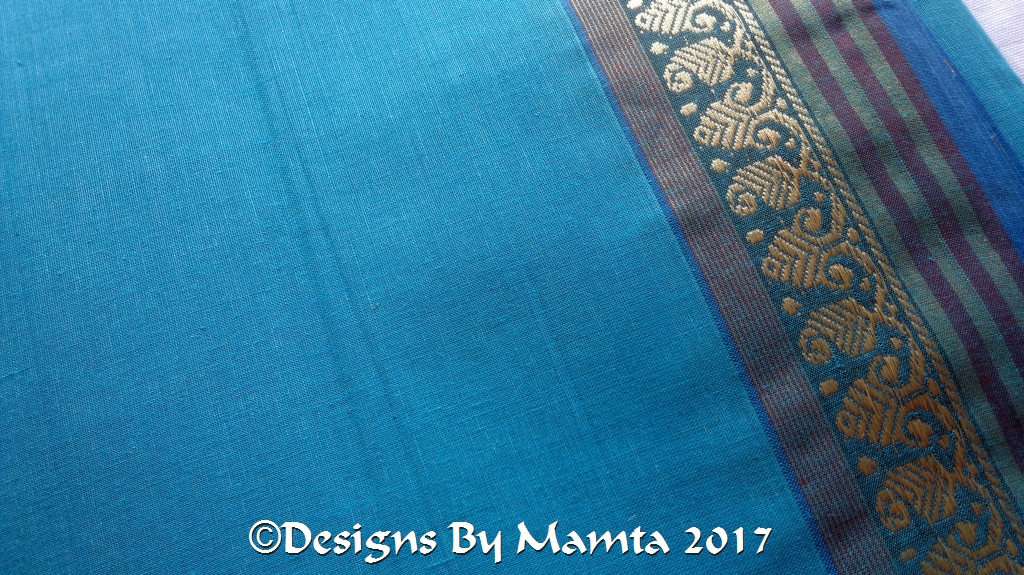 Turquoise Blue Indian Saree Fabric By The Yard Designer Sarees