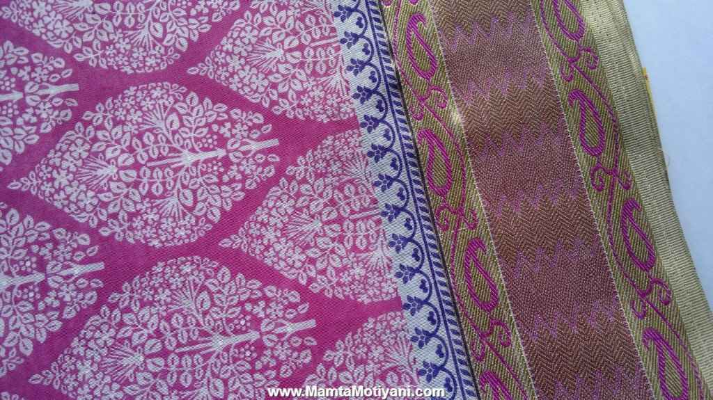 Pink Floral Print Indian Sari Fabric By The Yard Designer Saree Fabrics