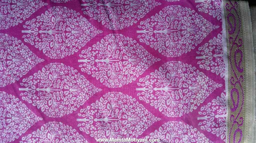 Pink Floral Print Indian Sari Fabric By The Yard Designer Saree Fabrics
