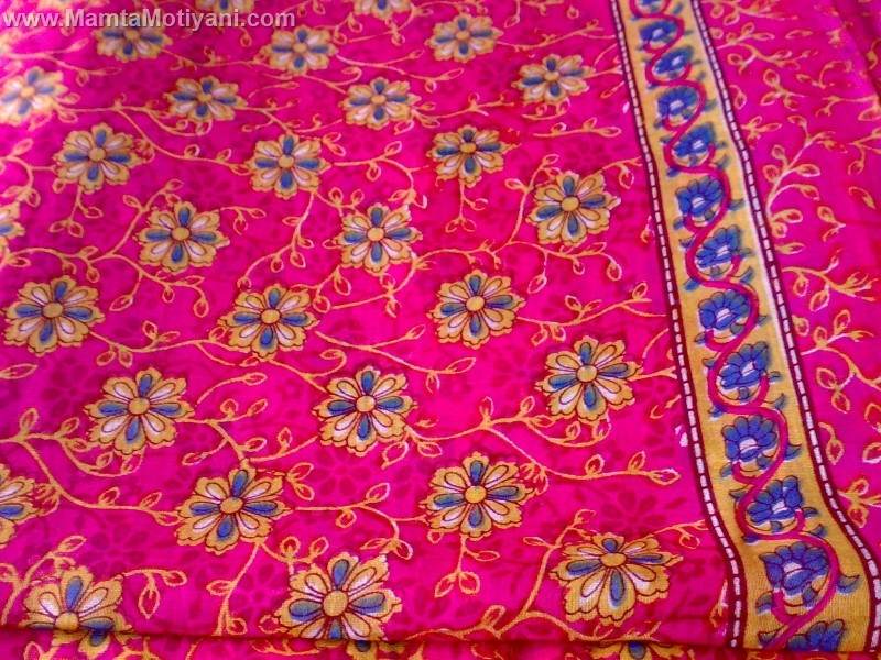 Shocking Pink Floral Sari Fabric By The Yard Unique Saree